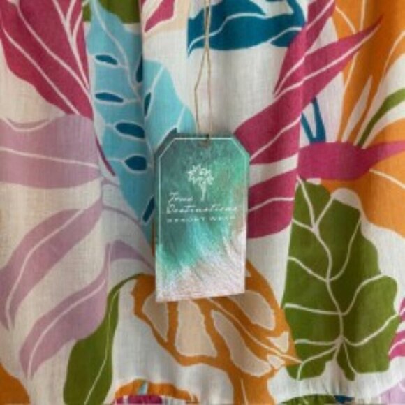 NWT True Destinations Floral Off Shoulder Resortwear Dress/Cover Up XSmall - Picture 2 of 4